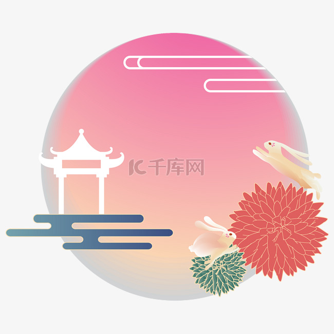 中秋节新国潮月亮装饰图案