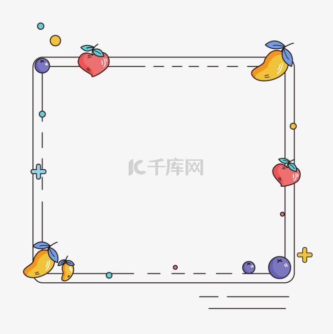 简约卡通可爱风格水果彩色边框