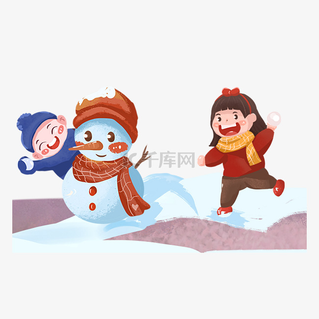 大雪冬天打雪仗玩耍孩子