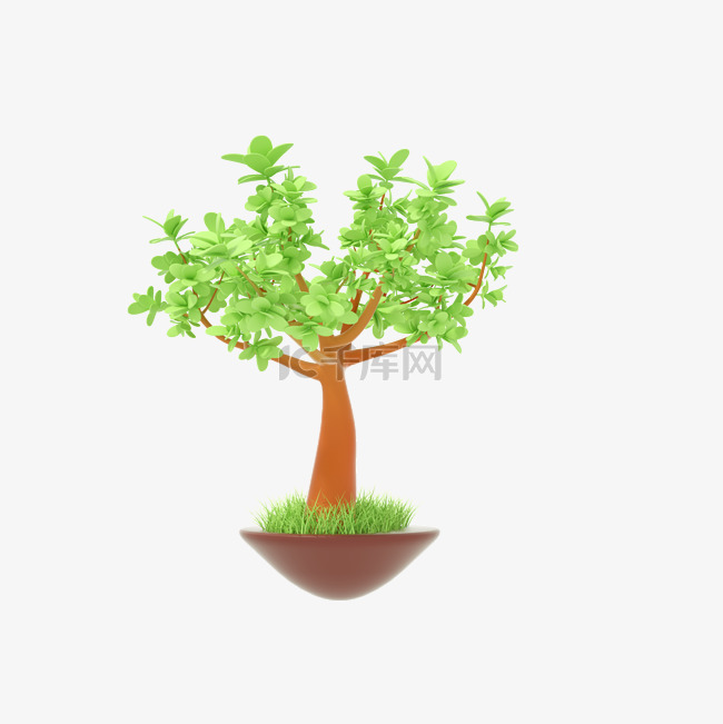 3D立体C4D植树节小树模型