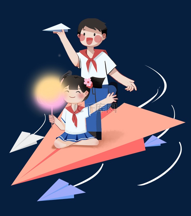 儿童人物飞机纸飞机玩具飞翔
