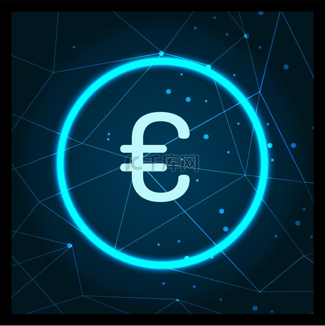 欧元货币标志数字融资图标矢量欧