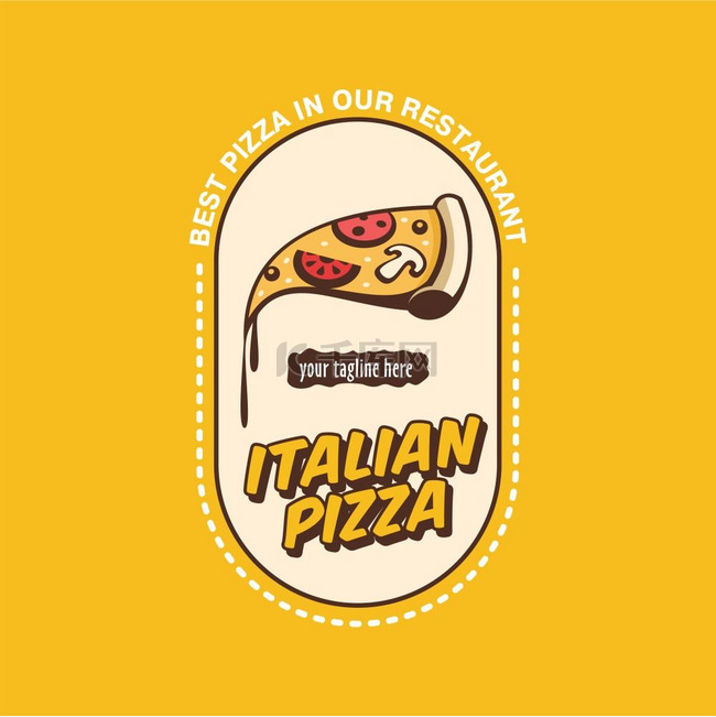 矢量标志意大利披萨一片热披萨配
