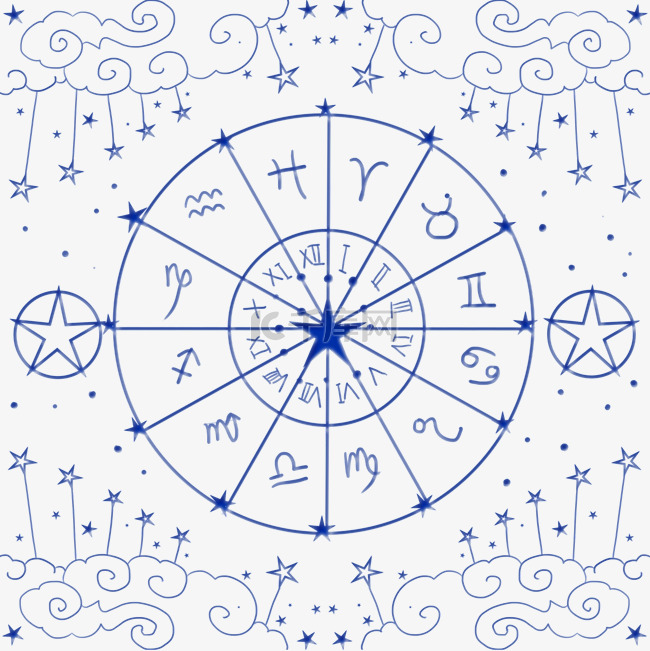 潮流克莱因蓝蓝色圆形星座占卜星