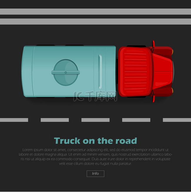 卡车上路概念网页横幅卡车和油罐