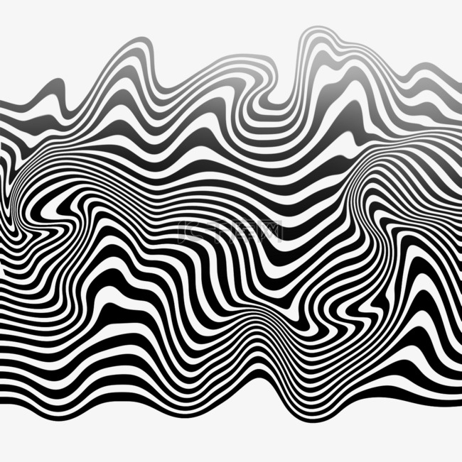 抽象的波光艺术插图黑白条纹背景