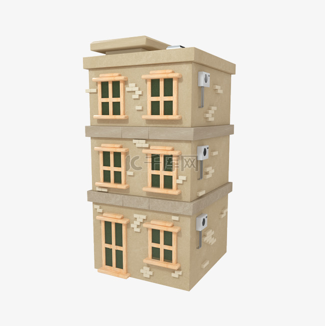 3D立体C4D建筑房子公寓楼