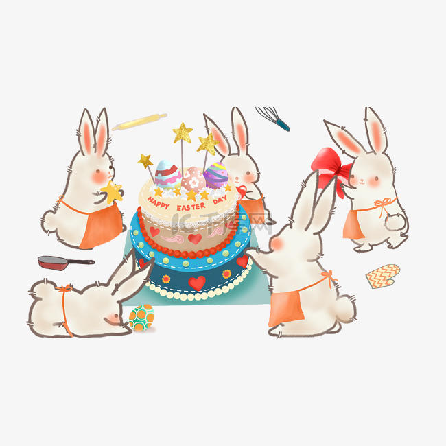 复活节彩蛋蛋糕兔子