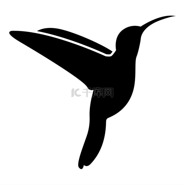蜂鸟图标黑色矢量插图平面风格简