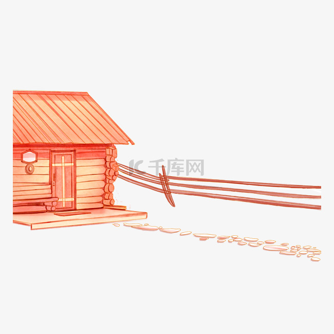 金秋橙色木屋栅栏
