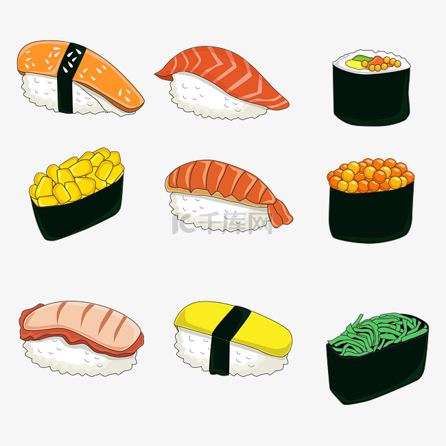 餐饮美食食物可爱卡通寿司图标
