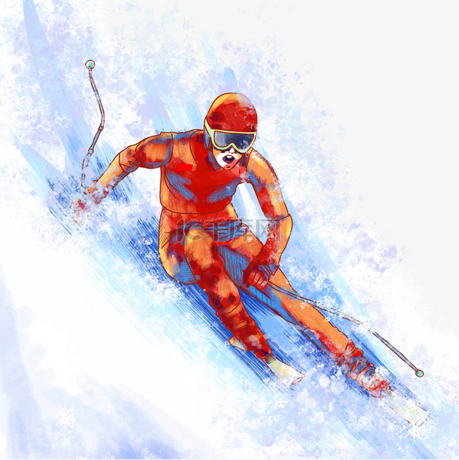 北京冬奥会抽象运动员滑雪
