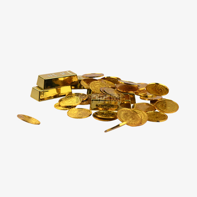 富贵钱币货币金条金币堆