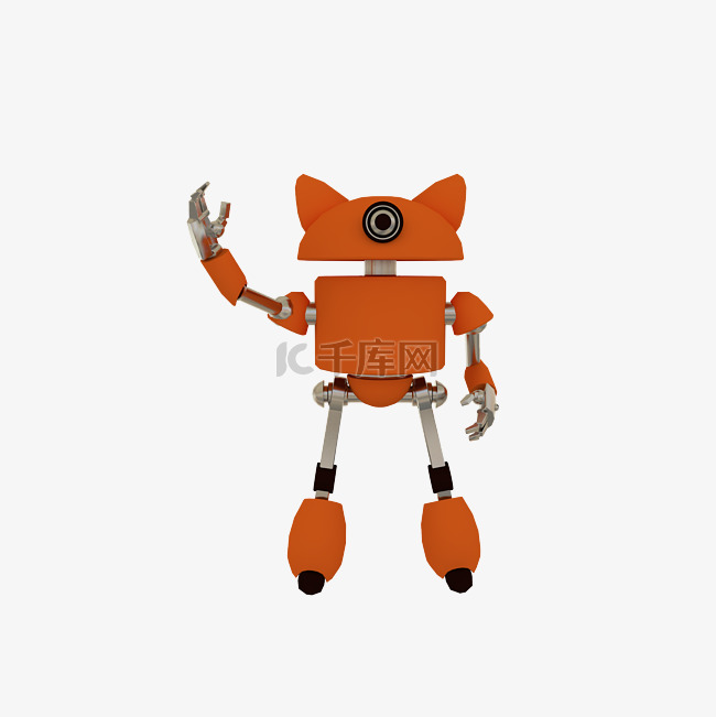 C4D立体3D橙色简版机器人