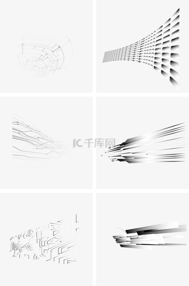 灰色科技立体空间透视线条装饰背