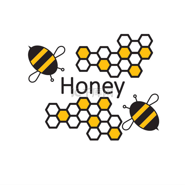蜜蜂蜂蜜。横幅或海报与蜜蜂和蜂