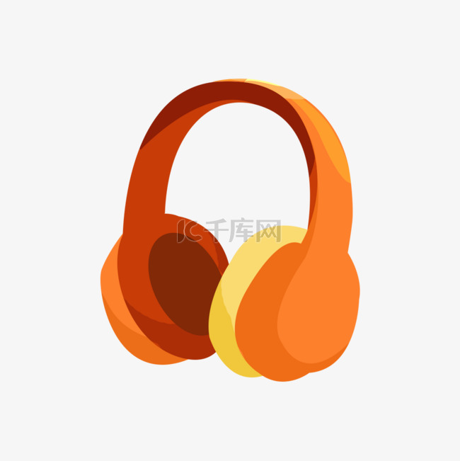 橙色耳机图片听音乐徽标