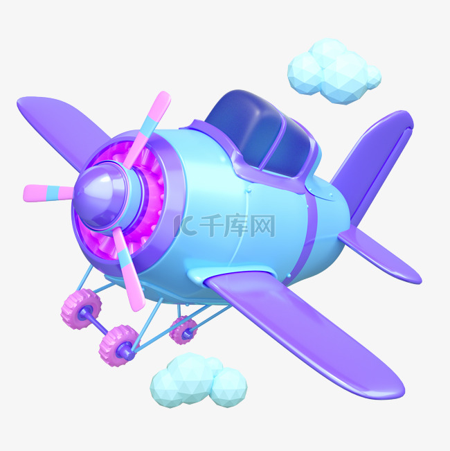 C4D立体漂浮飞机