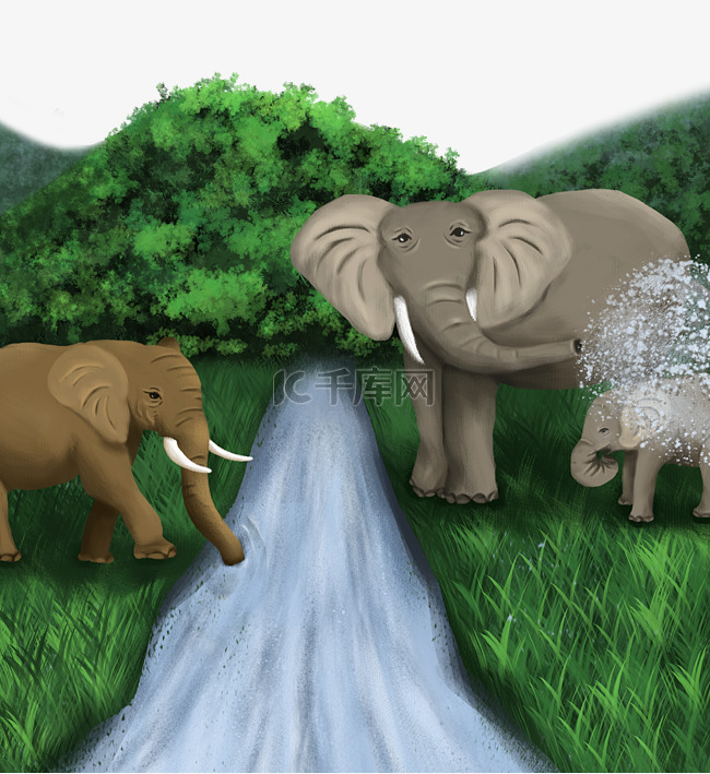 世界大象日大象玩水