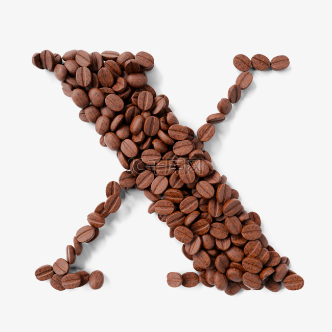 立体咖啡豆字母x
