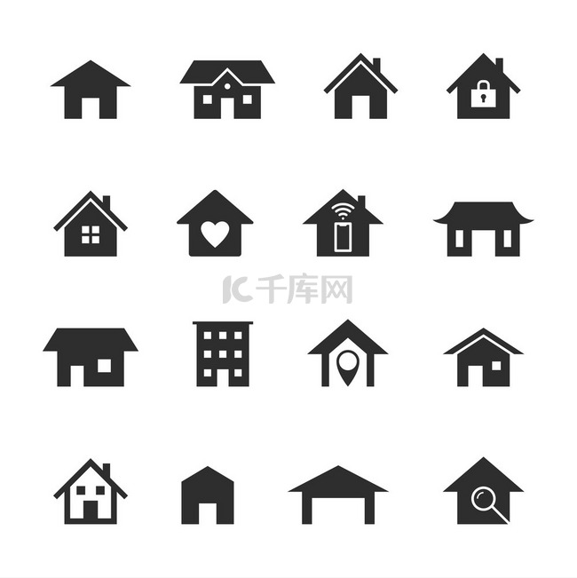 主页图标黑房子轮廓智能家居服务