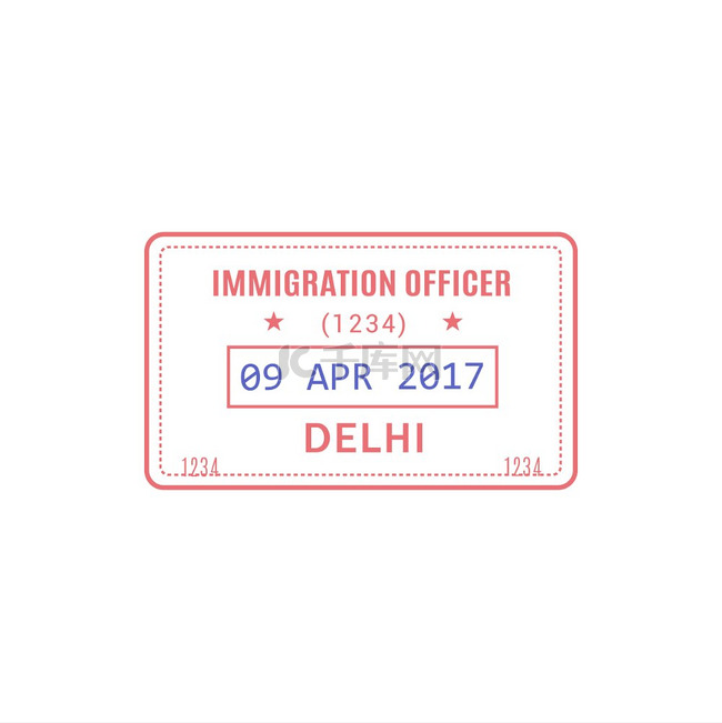 前往德里的护照管制印章入境或出