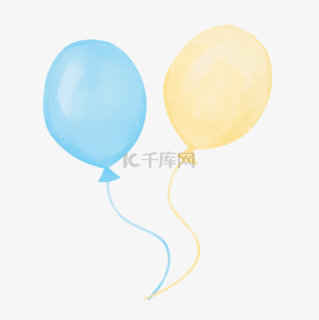 气球透明蓝色黄色绘画图片