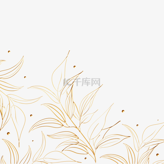 金色花草植物花卉线稿边框