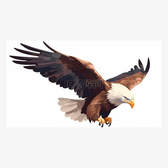 扁平卡通彩色飞翔的鹰