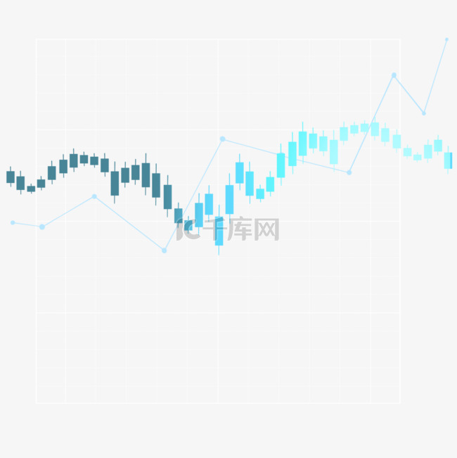 股票k线图上升趋势投资蓝色渐变