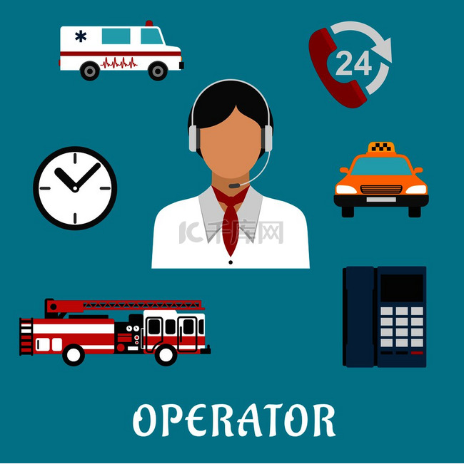 呼叫中心运营商或调度员专业平面