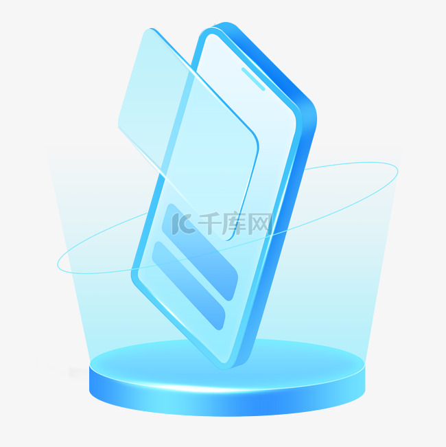 蓝色3D立体手机弹窗图标icon