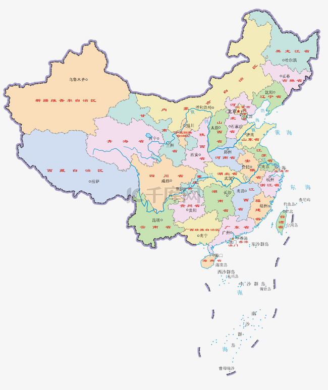 中国地图分省城市彩色2021版