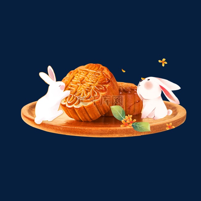 中秋中秋节玉兔月饼创意合成