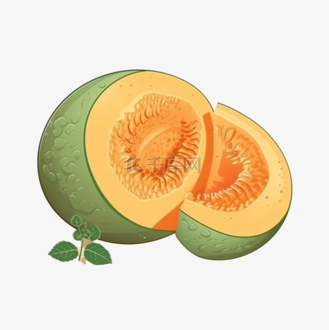 卡通手绘水果甜瓜绿宝
