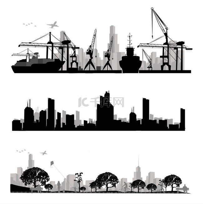 城市天际线 silhouette.vector 图