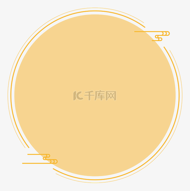 中式半透明浅橙色圆形边框