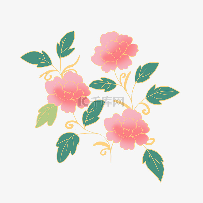 汉服粉色花卉纹样