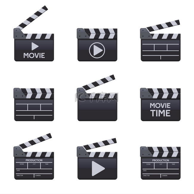 电影快板带有标题和电影制作符号