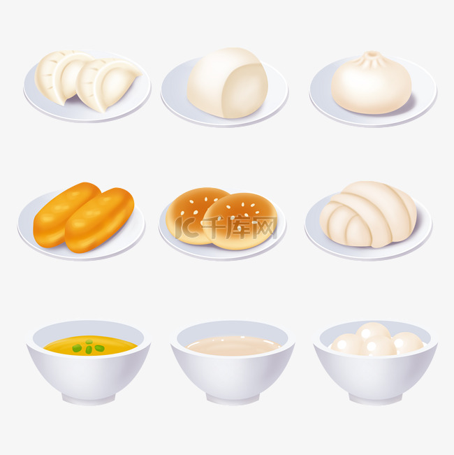 中餐饮食早餐食物图标
