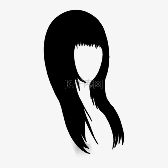 女性发型创意假发乌黑头发黑白