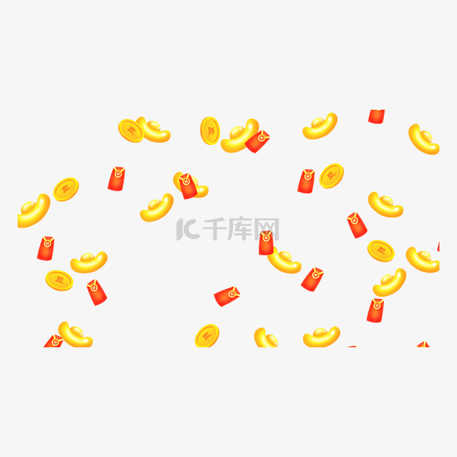 新年春节红包元宝金币漂浮