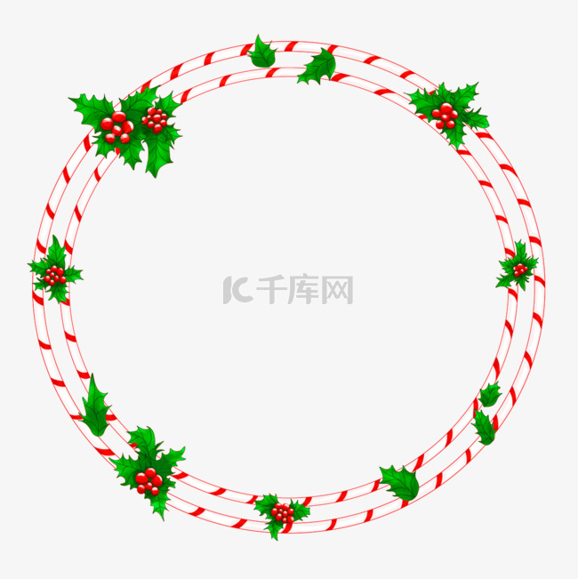 圣诞节拐杖糖圆框图案