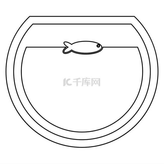 圆形水族馆黑色图标中的鱼。