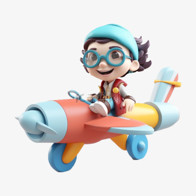 3D立体卡通儿童坐飞机童真童趣