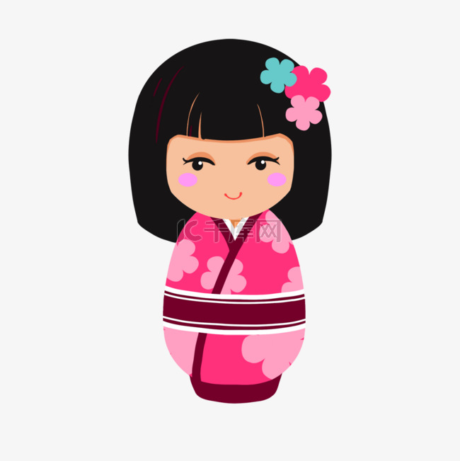 日本木芥子玩具娃娃粉色木质玩偶