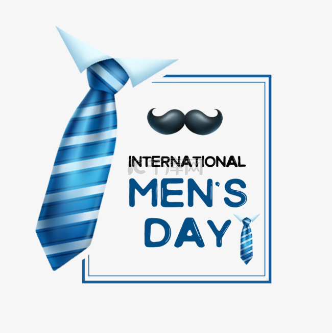 蓝色条纹领带胡子国际男人节