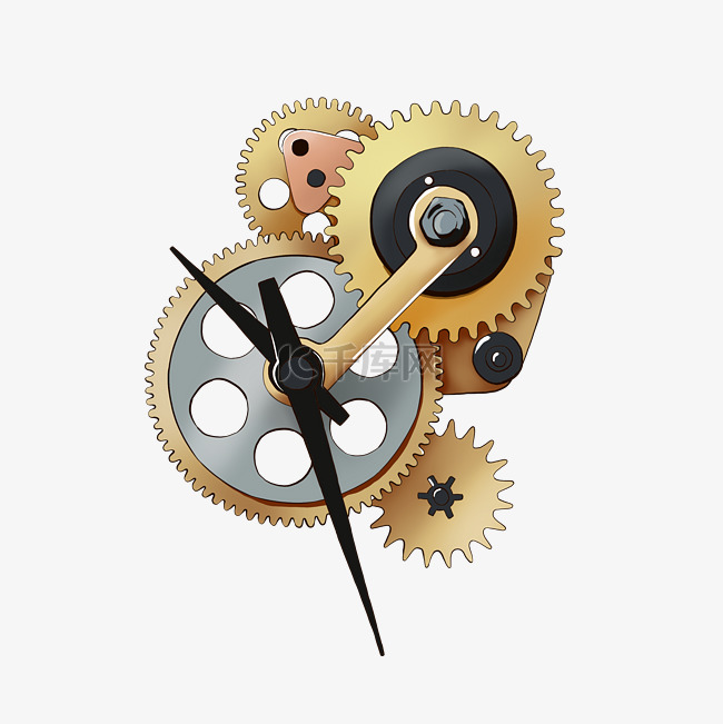 齿轮钟表机械金属运作时钟