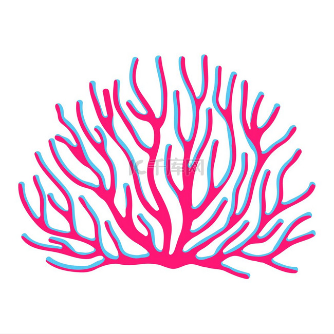 海洋植物珊瑚的插图海洋生物水族