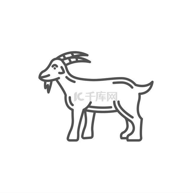 山羊春节象征公羊孤立的轮廓图标